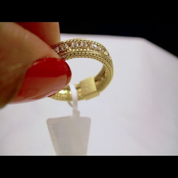 Simulated Diamond 14 K Yellow Gold Sterling Silver ring Woman Jewelry - Picture 3 of 14